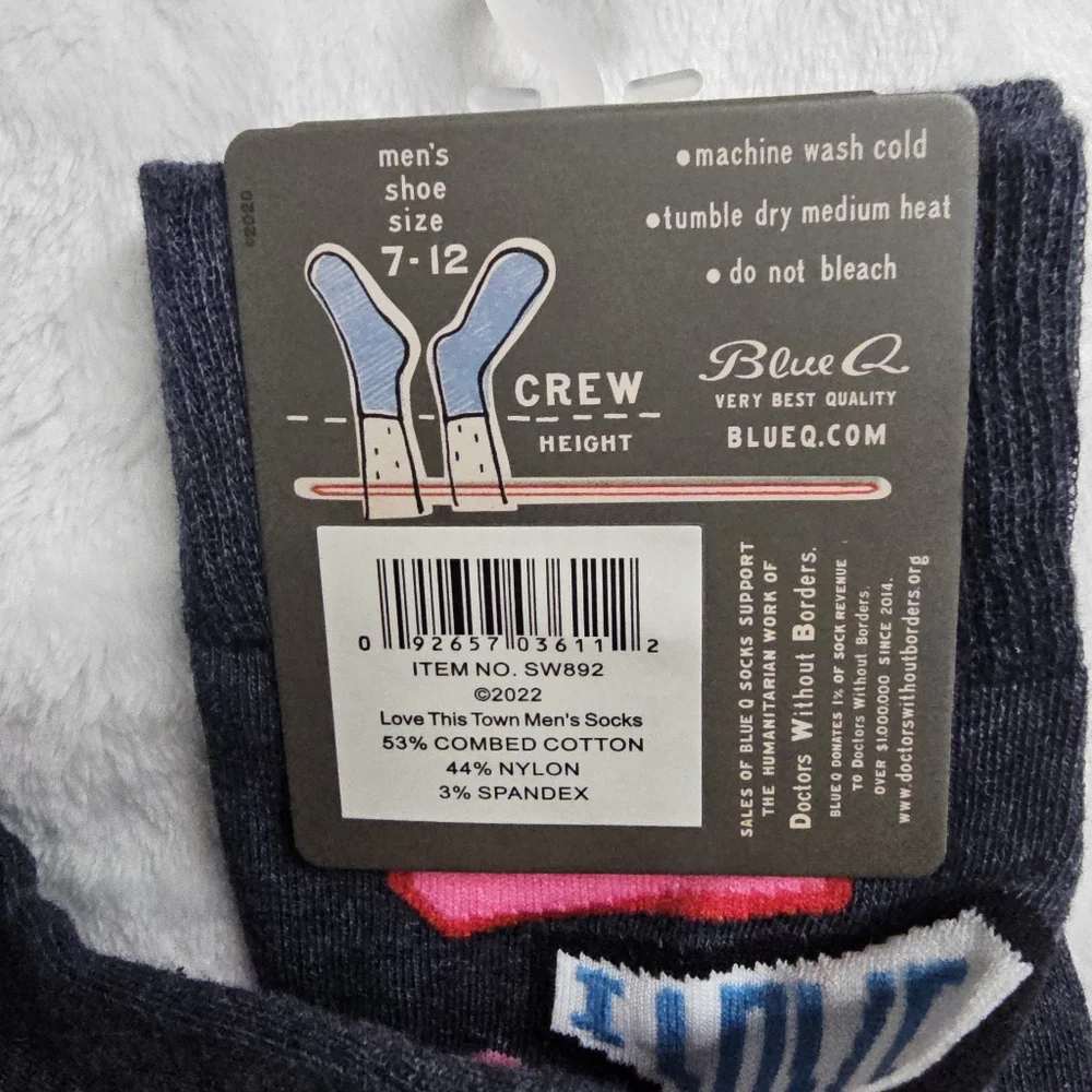 Blue Q Damn I Love This Town Men's Crew Socks